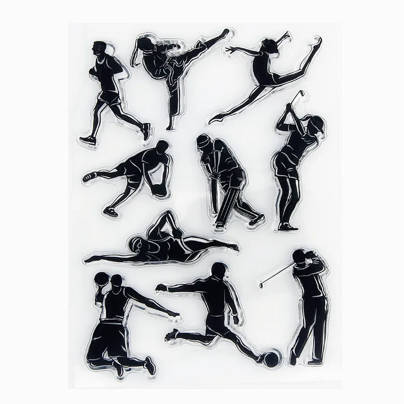 

Прозрачные штампы Athletes, штампы для резки костюмов 11x15 см, силиконовые штампы TPR, роликовые штампы для Хэллоуина