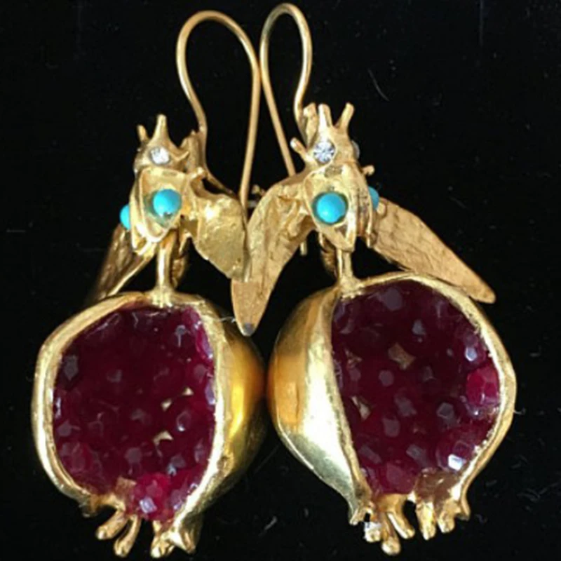 Уникальные дизайнерские серьги с золотым гранатом висячие крючком для женщин