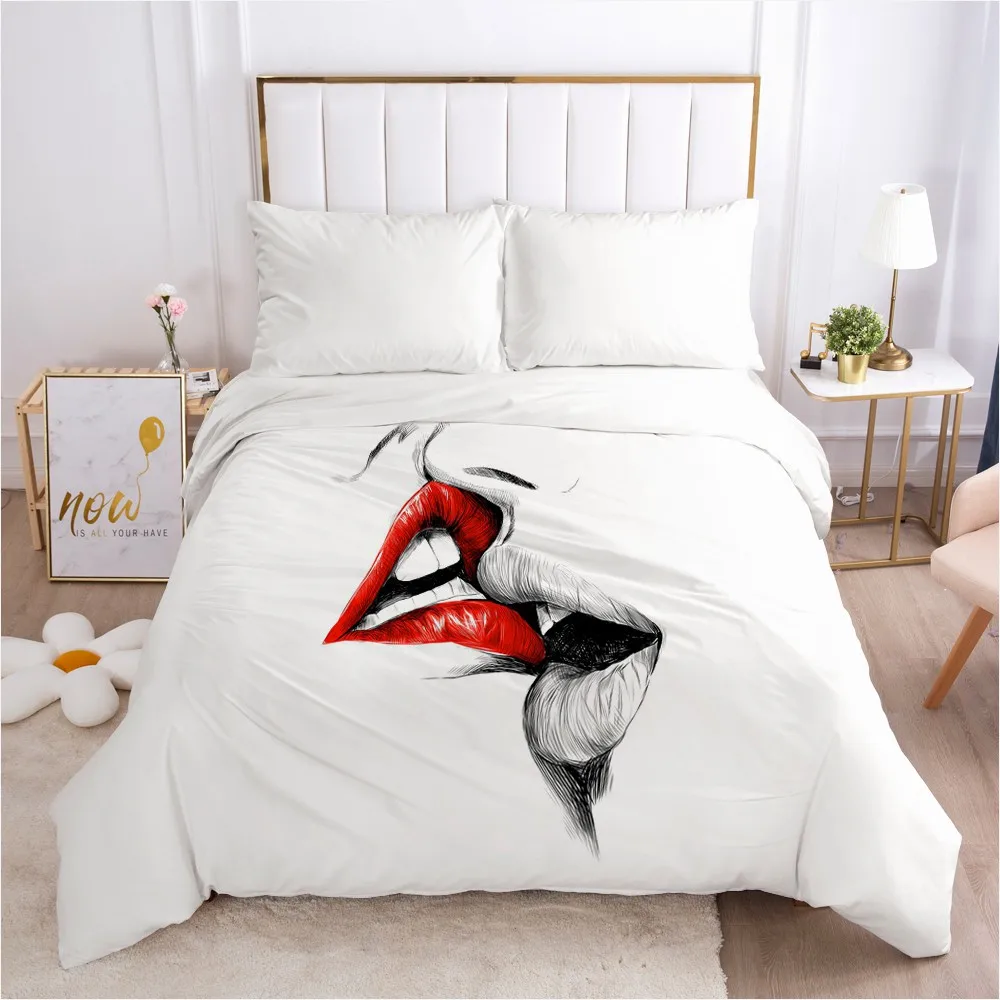 

3D пододеяльник постельные принадлежности одеяло/покрывало на молнии Королева/Королевский размер 220x24 0/220x220 на заказ два поцелуя