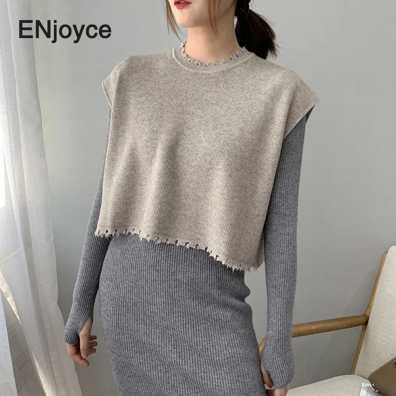 Осенний модный дизайнерский свитер с круглым вырезом женские свободные топы