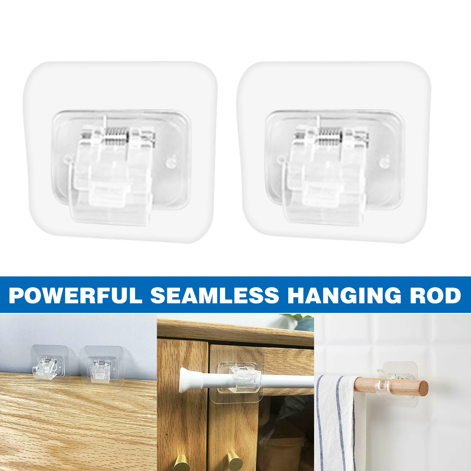 

2Pcs Nail-free Adjustable Rod Bracket Holder for Wall Hanging Rod Curtain Rail YG