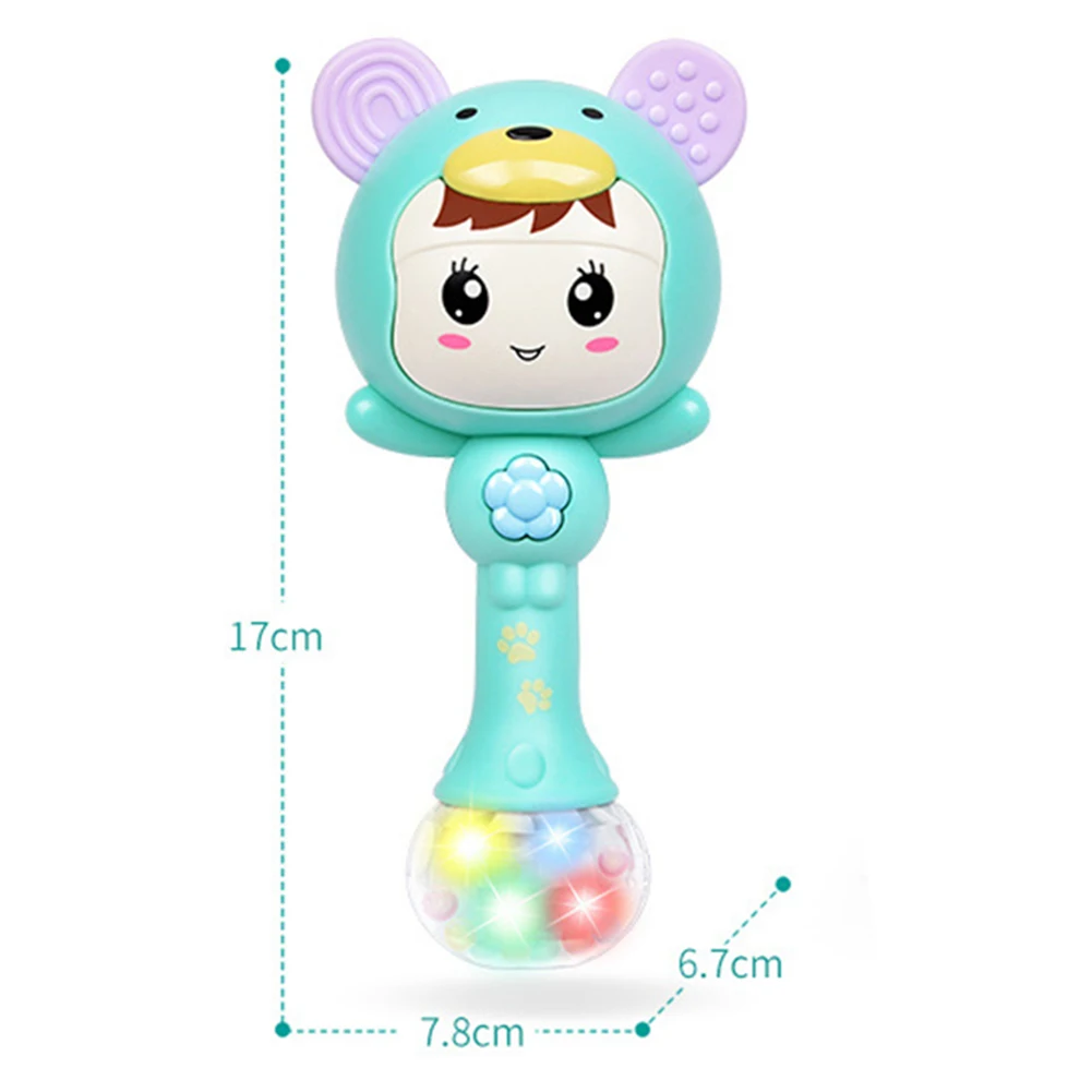

LED Glowing Hand Rattle Music Sand Hammer Soft Teether Development Baby Toy For Newborn Baby Teethers Toys perfect gifts