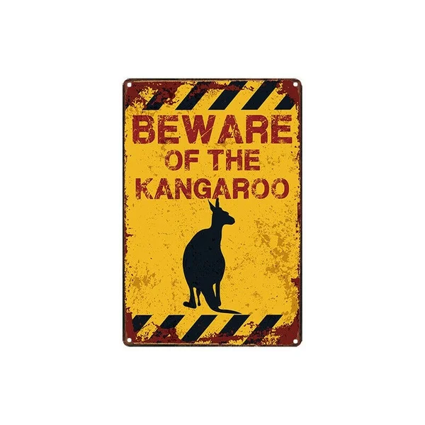 

Металлический жестяной знак предупреждение Остерегайтесь кенгуру Декор Бар Паб домашний винтажный Ретро 20x30