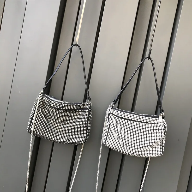 

Chao King Shan Zuan Bag Yuko Female Man Small Static Diamond Rhinestone Bag Single Shoulder Hand-held Small Fang Bag #30