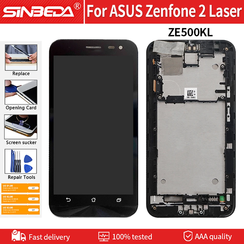 Фото Оригинальный ЖК-дисплей 5 0 дюйма для ASUS Zenfone 2 Laser ZE500KL с сенсорным экраном и рамкой Оригинальный ЖК-дисплей 5 0 дюйма для ASUS Zenfone 2 Laser ZE500KL с сенсорным экраном и рамкой