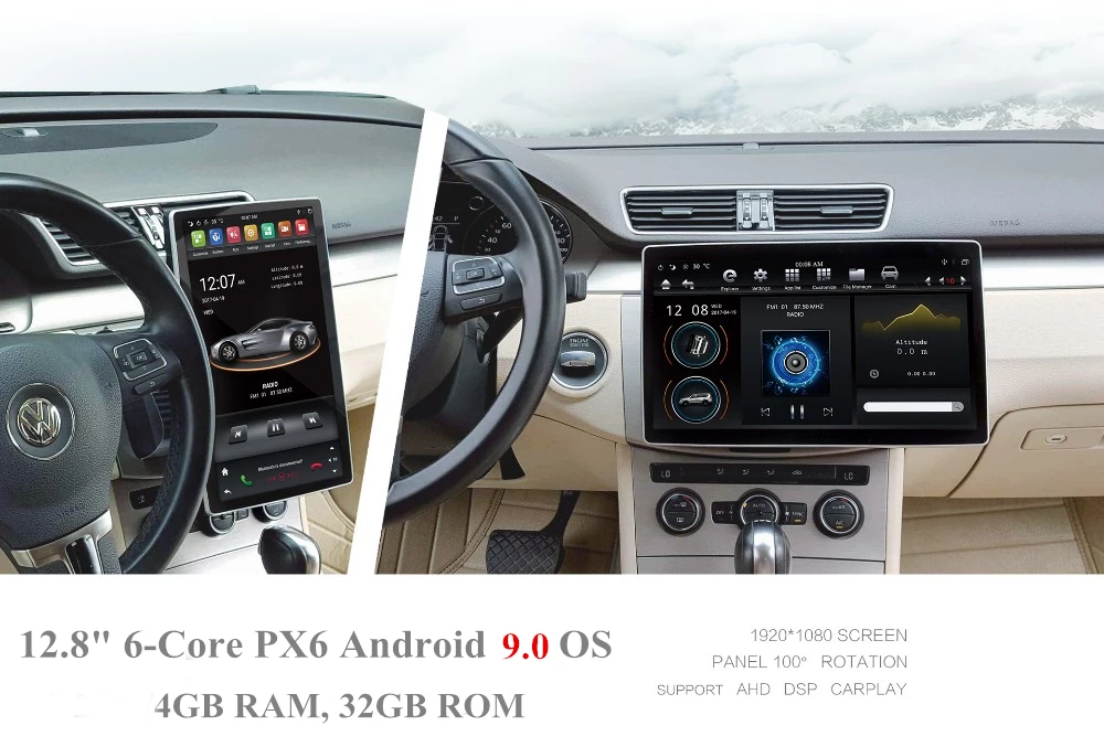Ips вращающийся экран 6-Core PX6 HD 2 din 12," Android 9,0 универсальный автомобильный Радио dvd gps головное устройство Bluetooth wifi USB легкое подключение