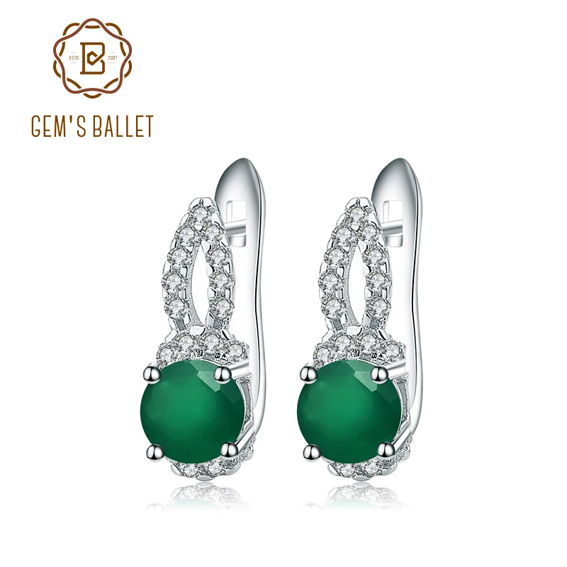 

Gem's Ballet 925 Sterling Silver Fine Jewelry Natural Green Agate Gemstone Gorgeous Drop Earrings For Women Green Onyx Earrings