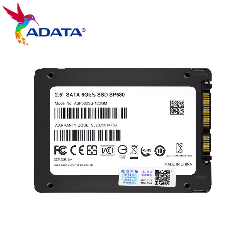 ADATA SSD 480GB Внутренний твердотельный накопитель для настольного компьютера 120GB 240GB 2,5-дюймовый SATA III жесткий диск HD Notebook SP580