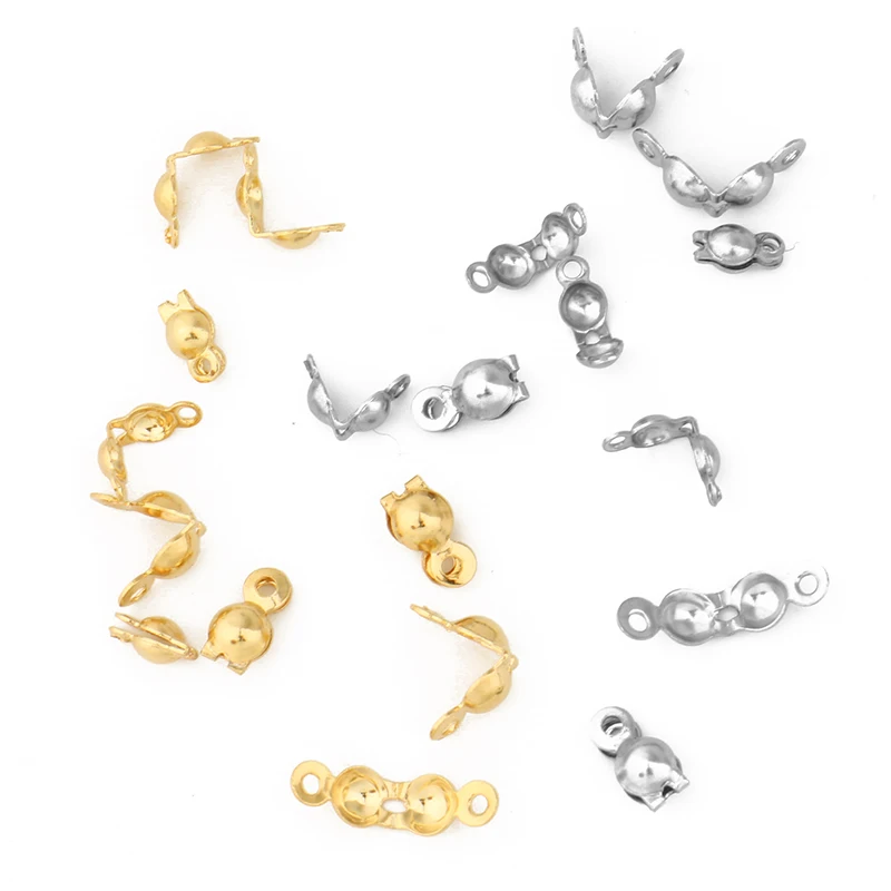 100Pcs Stainless Steel Necklace Chain Connector Clasp Accessories Ball Chain Crimps End Beads Findings For DIY Jewelry Making