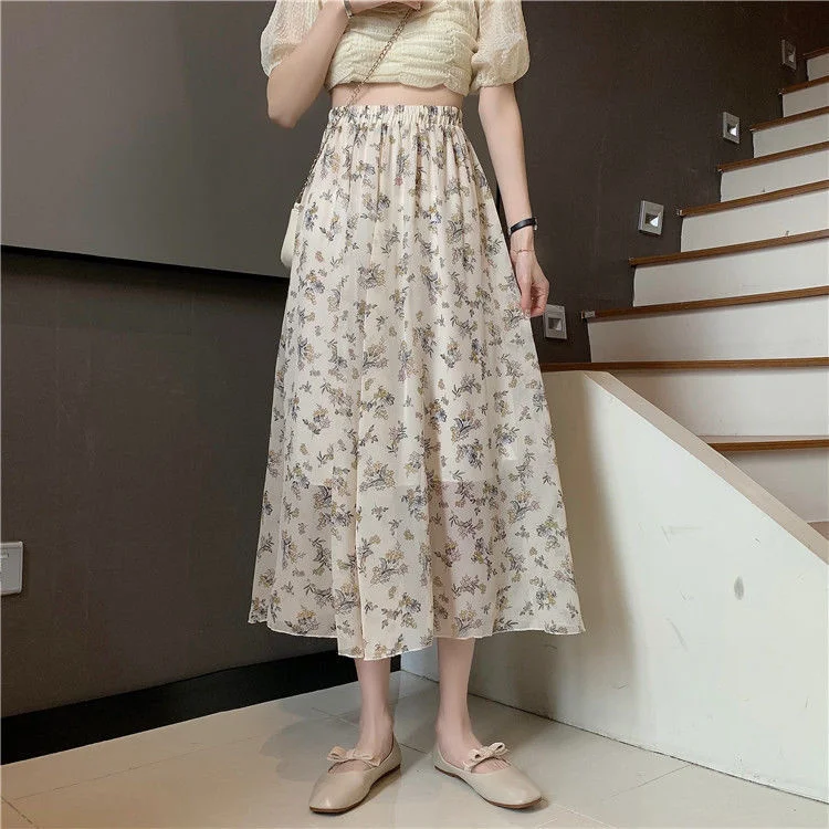 

Floral A-line skirt for women's summer 2021 new small high waist slim design small crowd drooping skirt