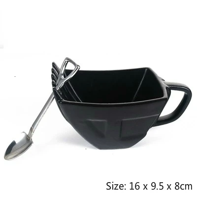 Black Mug and Spoon Персональный экскаватор ведро кофейная кружка Лопата Ложка забавная керамика Navvy чайная чашка Verre кран держатель для сигарет Пепельница стакан - Цвет: Black Mug and Spoon
