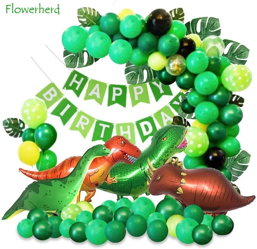 155 пакет динозавр тема вечерние Шар Комплект гирлянды из латекса Фольга баннер на