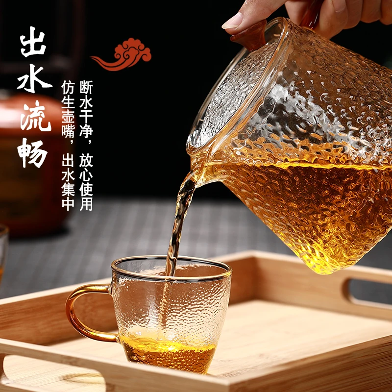 Heat Resistant Japanese Style Tea Pot Glass Hand Made Hammer Grain Teapot Filter Boiling Tetera Cristal Daily Necessities EF50TP | Дом и сад