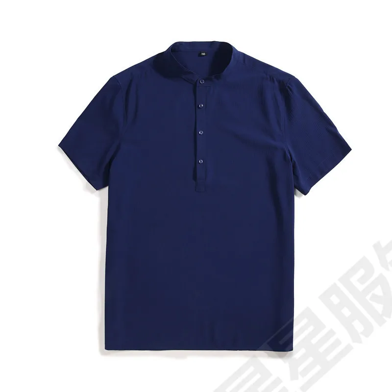 8XL 6XL 5XL рубашка на пуговицах со стоячим воротником Мужская брендовая Новая летняя