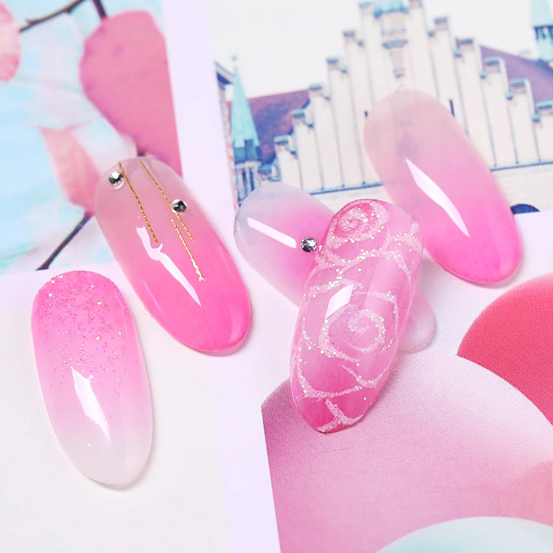 

1 Pc Gradient Drawing Painting Brush Pink Rhinestone Handle UV Gel Painting Pen DIY for Nail Art Design Tool