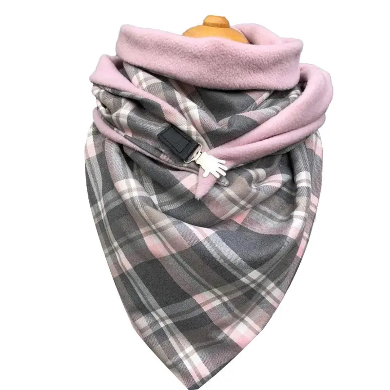 Модные женские шарфы однотонные с принтом в горошек на пуговицах мягкие запахом