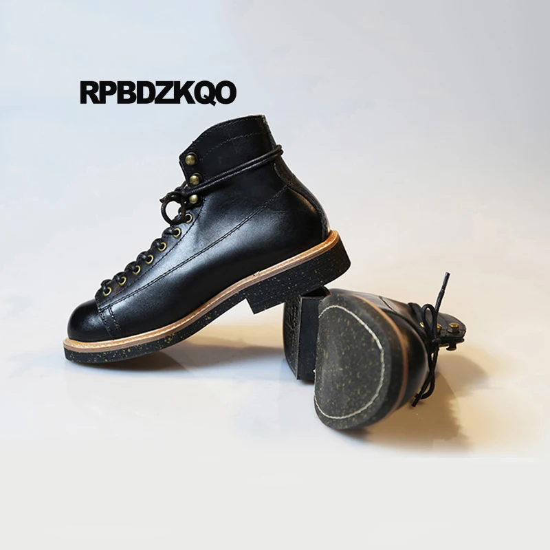 полные кожаные сапоги ретро короткие черный высокое качество 2018 батильоны