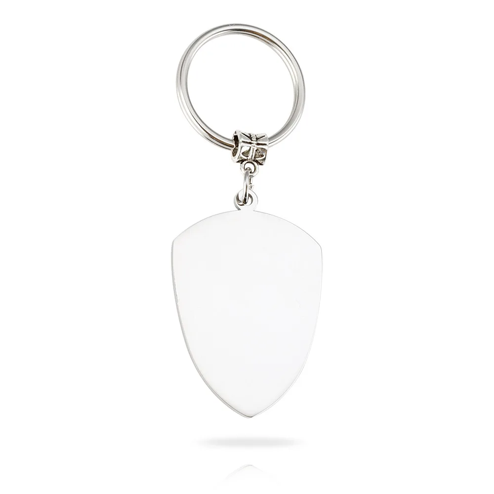 100% нержавеющая сталь брелок со щитом пустой для гравировки металлическая