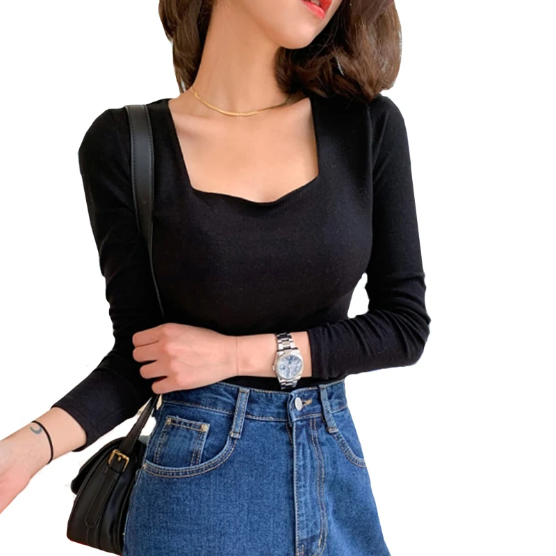 

T-shirt Long Sleeve Women This Year New Style Versatile Slim plus Size Women's Clothing Gentle French Recipients Modal Bottoming
