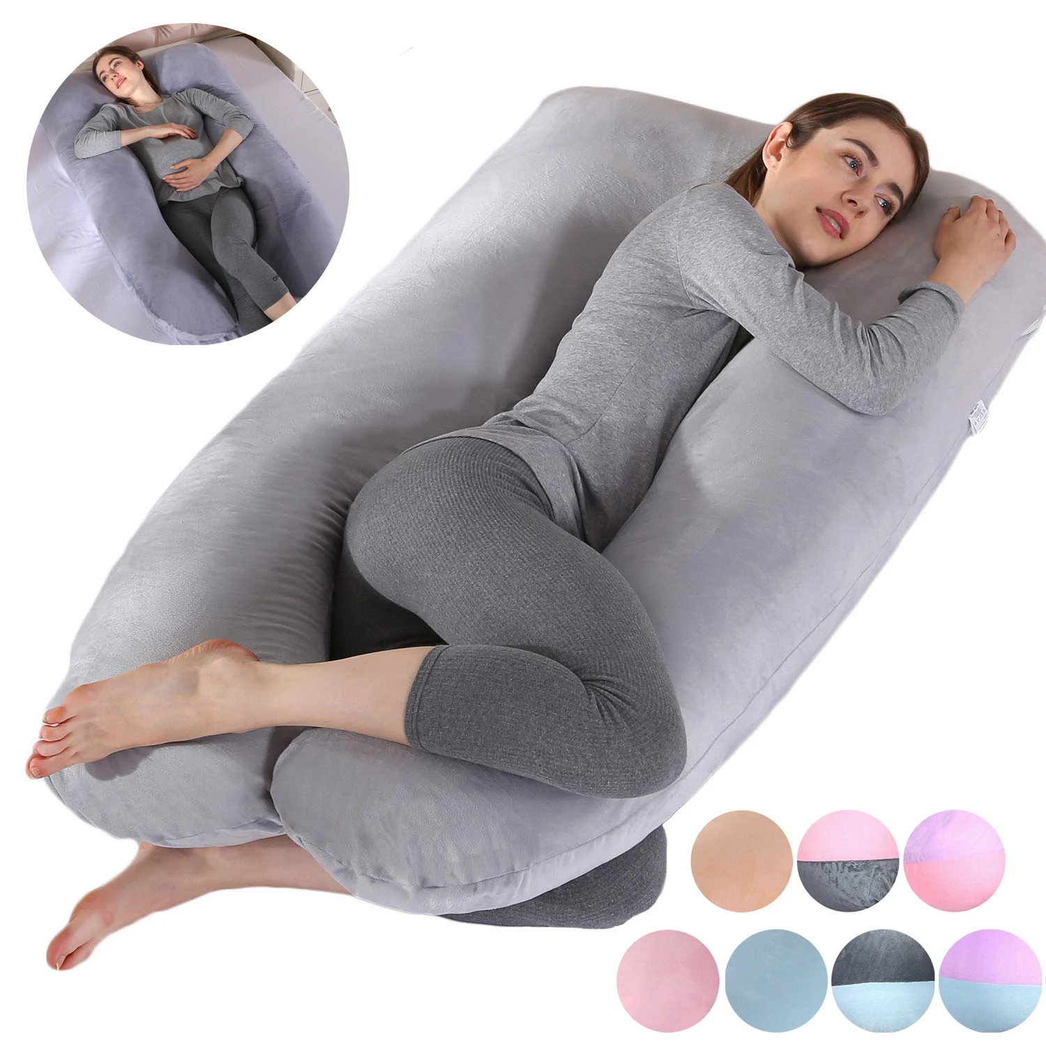 Женская u-образная Подушка для беременных удобная съемная и - Цена: 