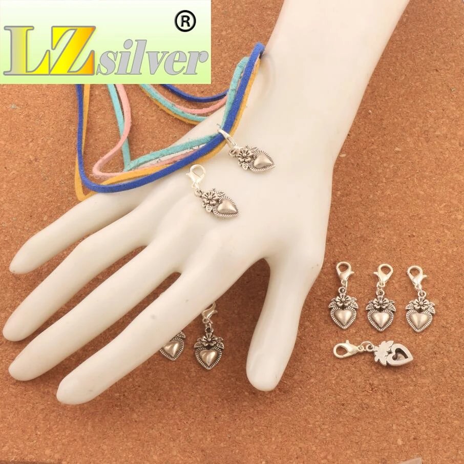 Flower Heart Strawberry Fuit Lobster Claw Clasp Charm Beads 11.4x32mm 100PCS Zinc Alloy Jewelry DIY C914