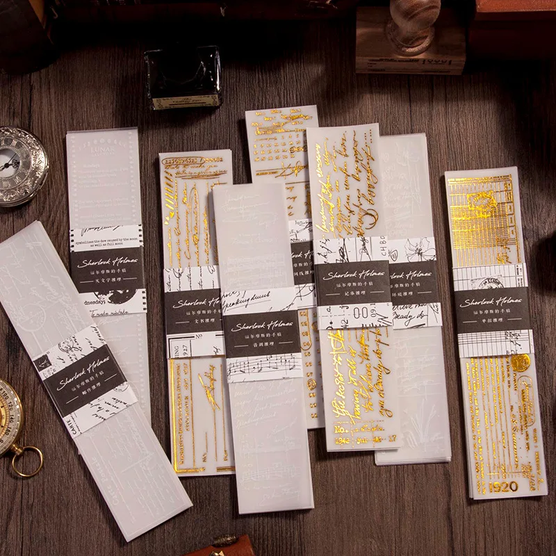 15 листов бронзового материала бумаги серии рукописей Шерлока Холмса Литературный планировщик базовой станции наклейка.