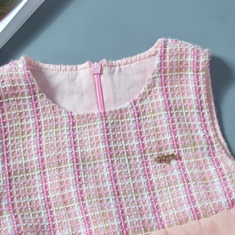 Осеннее платье для девочек Зимняя однотонная хлопковая льняная одежда в клетку