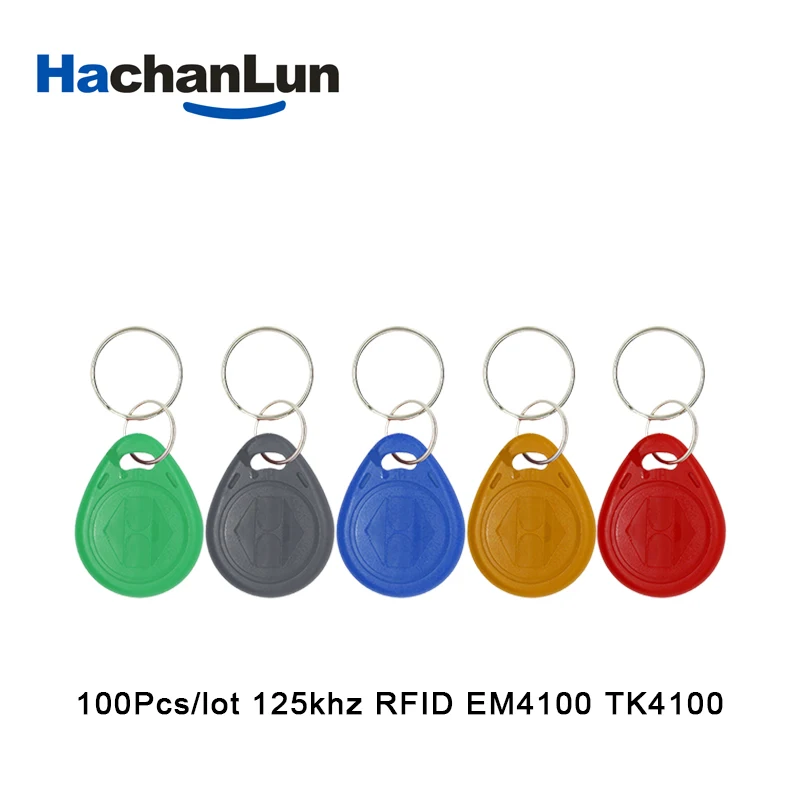 HaChanLun 100 шт. разных цветов 125 кГц RFID EM4100 записываемых брелоков TK4100 карты