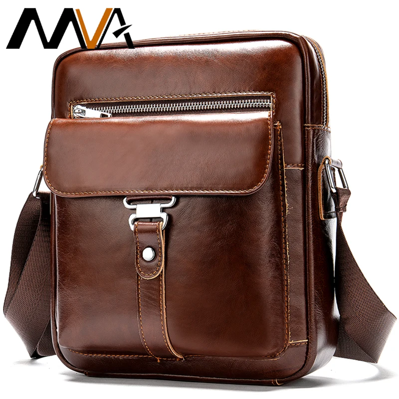 

MVA Brand Mens Crossbody Shoulder Bags High Quality Genuine Leather Men Handbags Large Capacity Casual Men Messenger Bags Tote