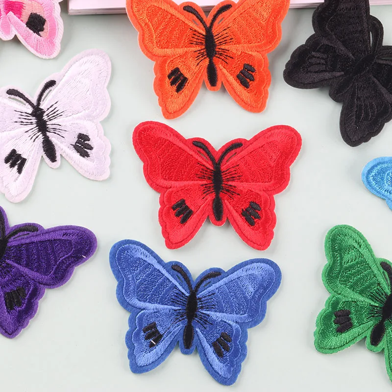 Новинка мультяшная Милая Вышивка бабочки тканевая наклейка сделай сам полосатая