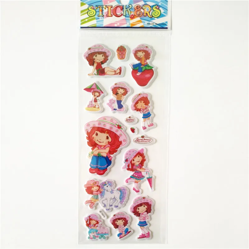 Pegatina para ordenador port&aacute;til con dise&ntilde;o de fresa para ni&ntilde;as, libro de recortes de espuma, bricolaje, Kawaii, decoraci&oacute;n de diario, juguetes de burbujas, 6 uds.-3