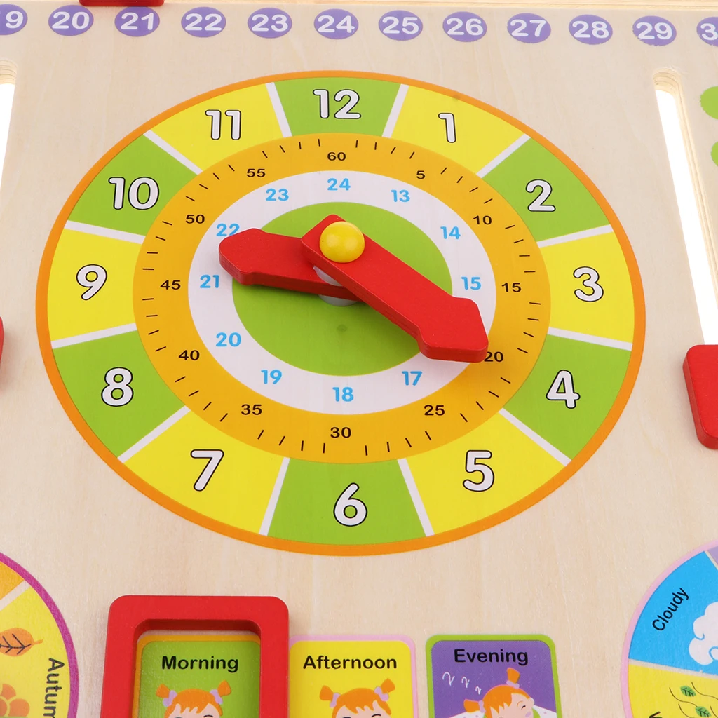 Деревянные повседневные когнитивные календарные часы висячая доска Дети