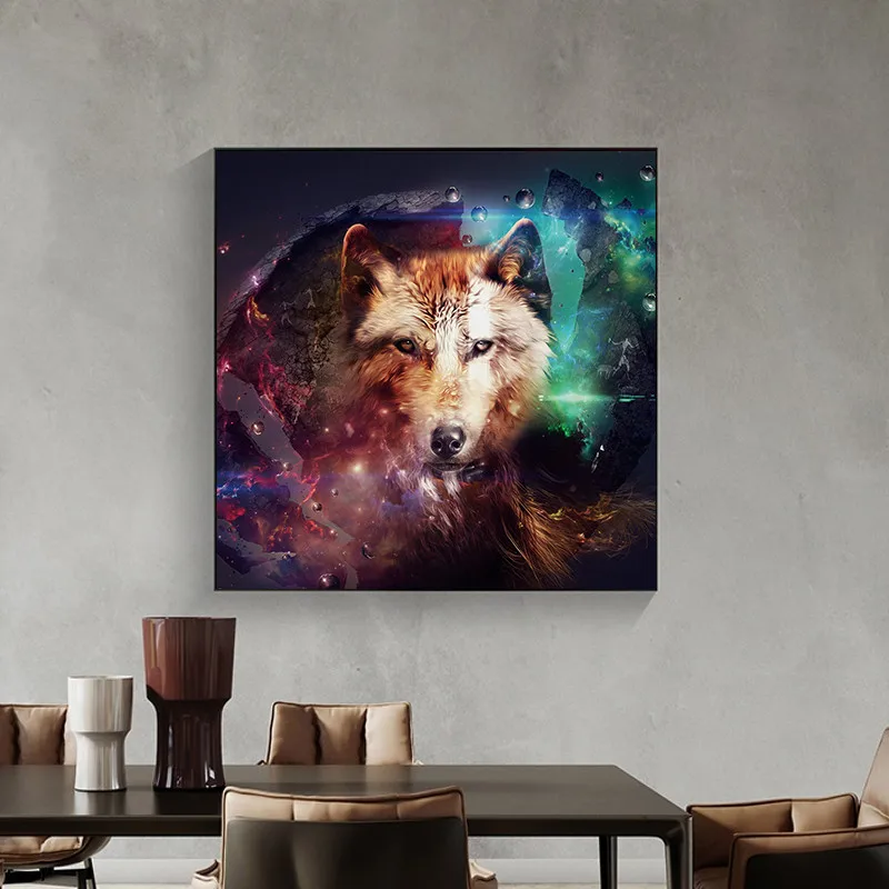

Modern Minimalism Style Cool Wolf Animal Oil Canvas Painting Posters And Prints Wall Pictures For Living Room Decor Unframed