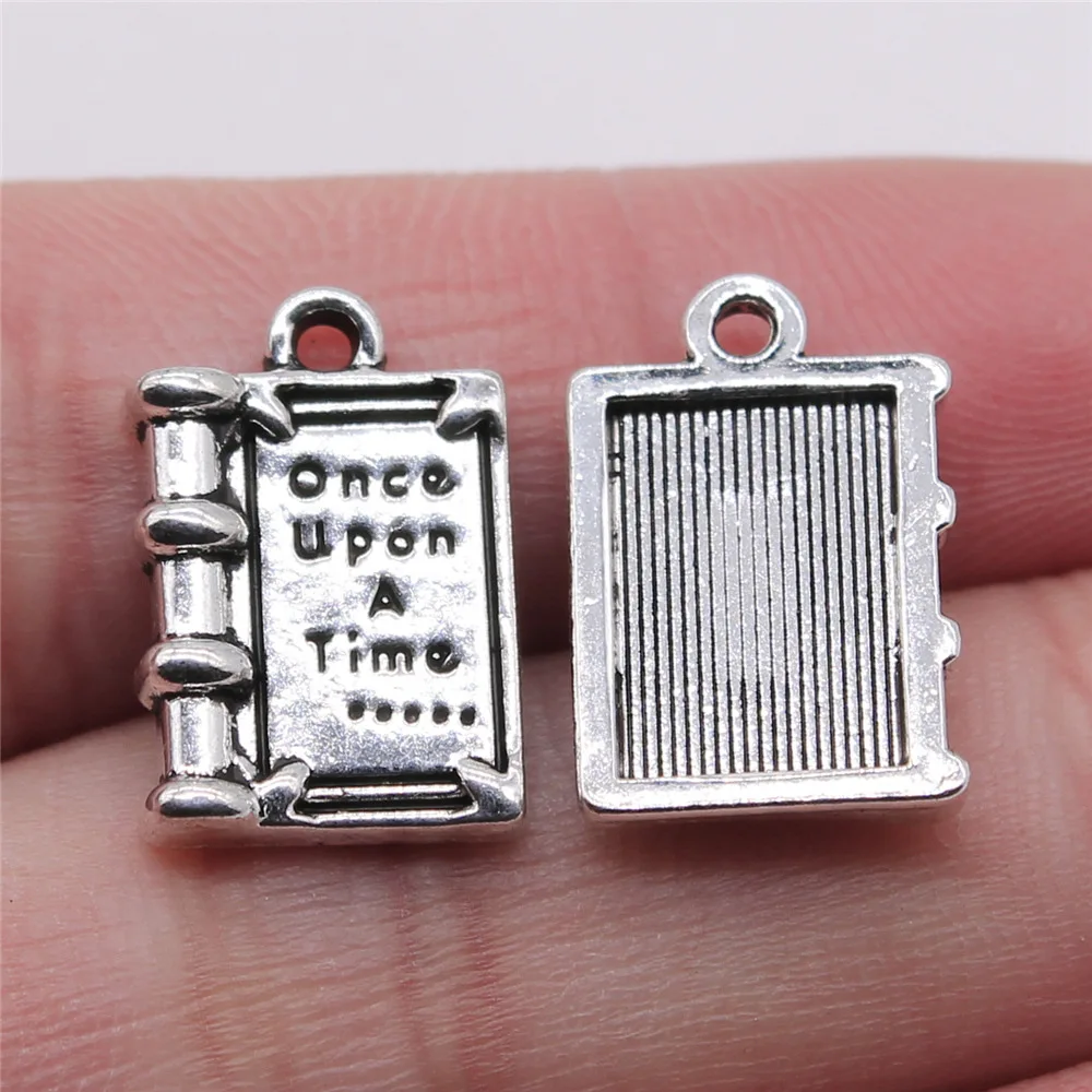 

10pcs 12x18mm Antique Silver Color Once Upon A Time Storybook Charms For Jewelry Making B14634