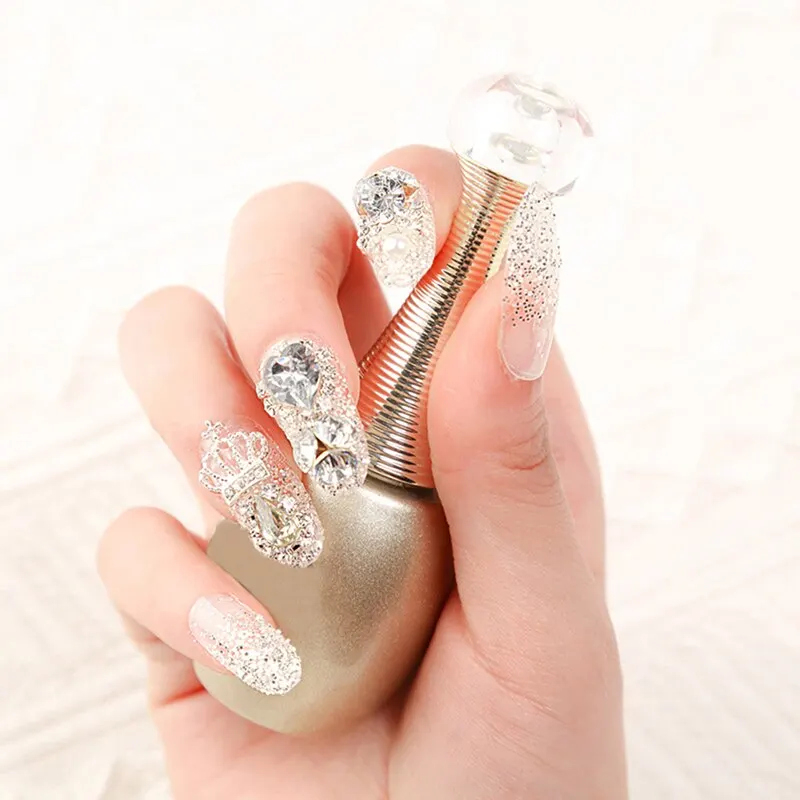 

24Pcs/set Diamond Glitter Line Long Fake Nails Full Cover Nail Art False Nails Glue