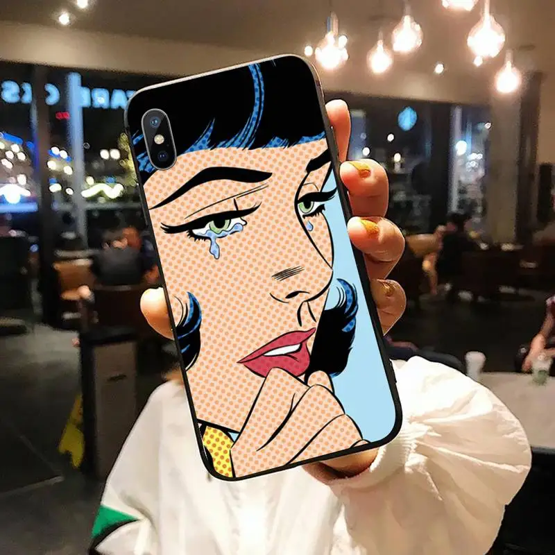 

Retro crying girl fashion poster luxury Phone Case coque for iPhone 11 12 pro XS MAX 8 7 6 6S Plus X 5S SE 2020 XR