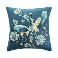 2022 japandi cushion cover square decorative pillow case modern artistic elegant crane blue color cushion sofa chair coussin