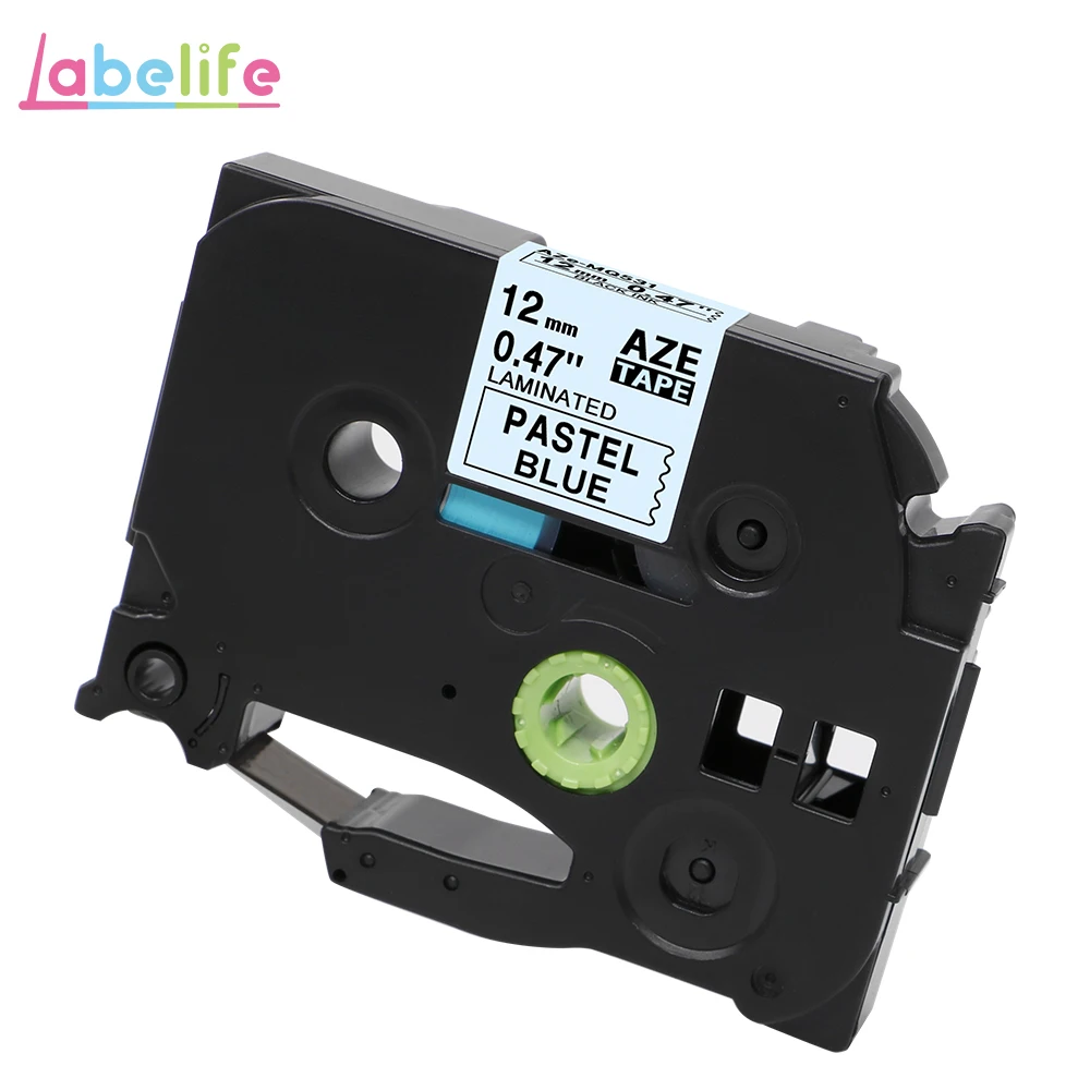 Labelife, 1 шт., 12 мм, матовые бумажные ленты TZe MQP35 TZe M31, белые, ягодно-розовые, совместимые с Brother PTouch, для изготовления этикеток, PT-D210 - Цвет: Pastel Blue