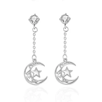 s925 sterling silver star and moon earrings female fashion temperament long tassel earrings