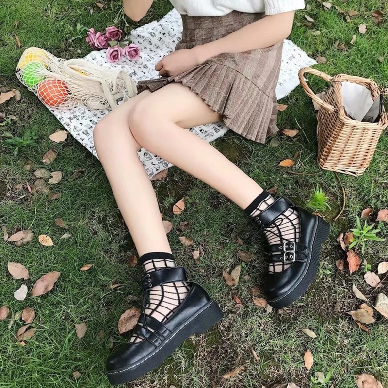 Обувь для девочек в японском стиле готическом лолита униформы из искусственной