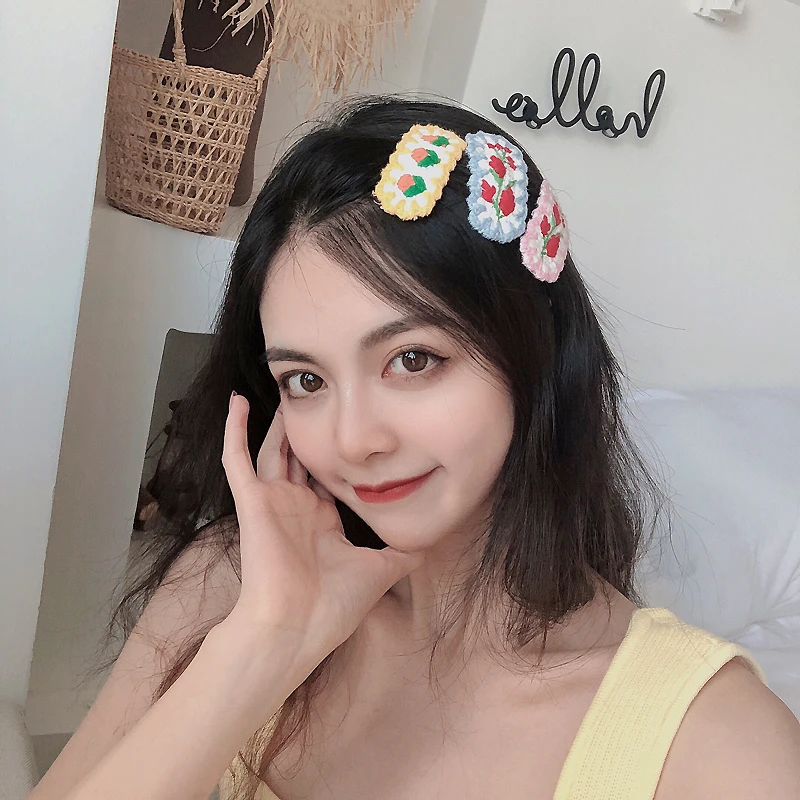 HZ 2020 осень зима очаровательные Красочные шерстяные вязаные заколки для волос с