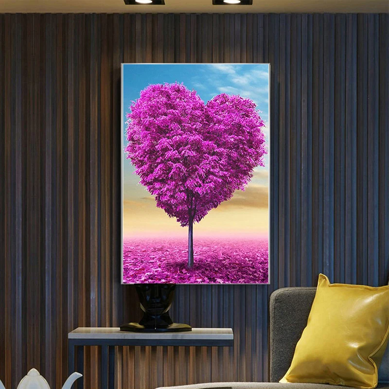 

5D Diy Diamond Painting Home Room Beautiful Trees Heart Cross Stitch Full Drill Scenery Embroidery Cute Handmade Wall Decor Gift