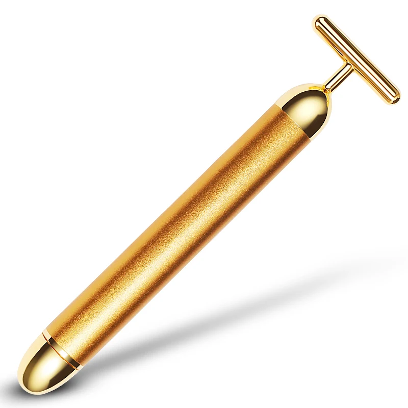 24K Gold вибрации Уход за кожей лица для похудения Красота бар тонкий V роликовый