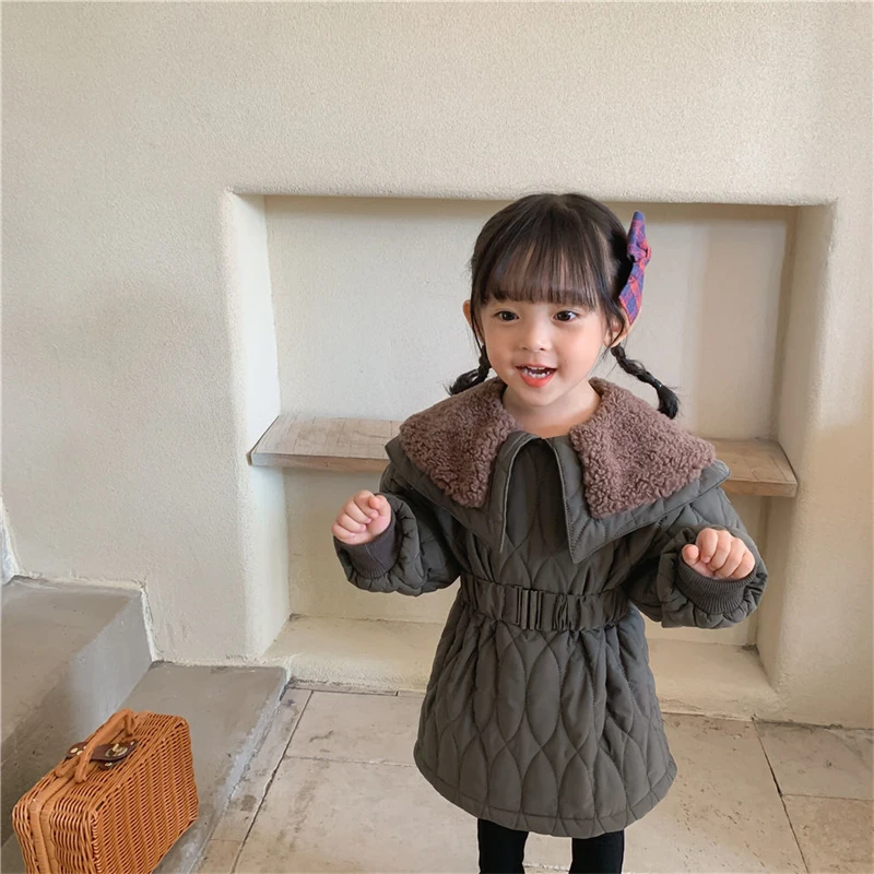 

Girls Baby's Kids Down Jacket Coat 2021 Grey Warm Plus Thicken Winter Autumn Cotton Outerwear Hooded Children's Clothing