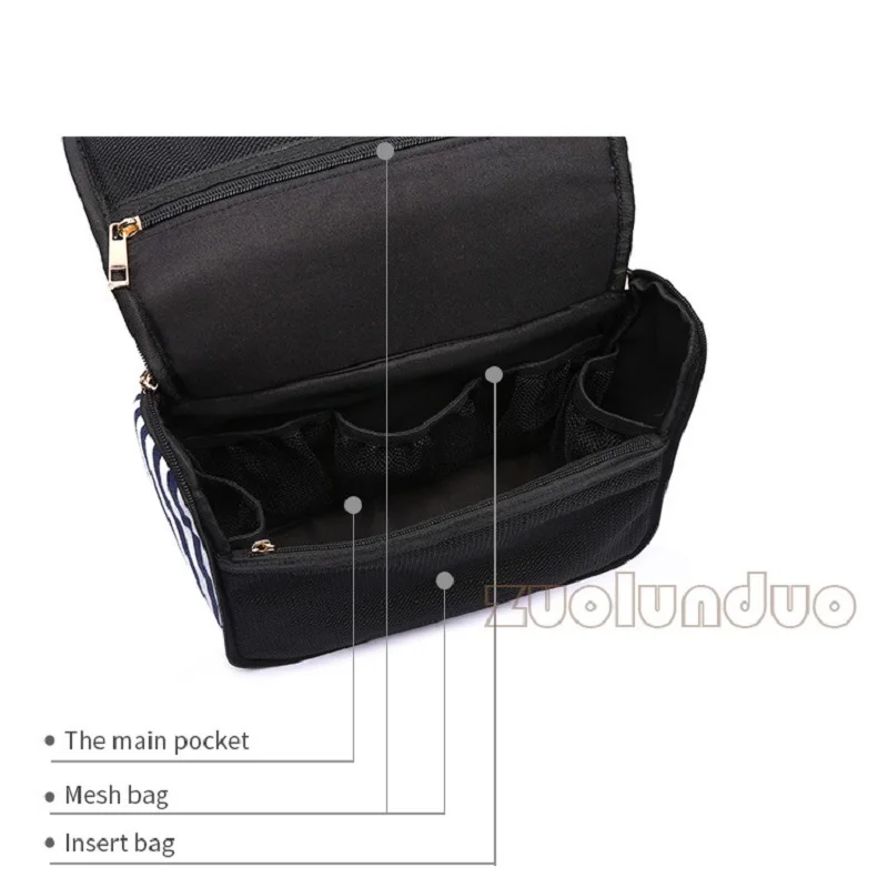 Полотняная женская косметичка в полоску модный дорожный органайзер для