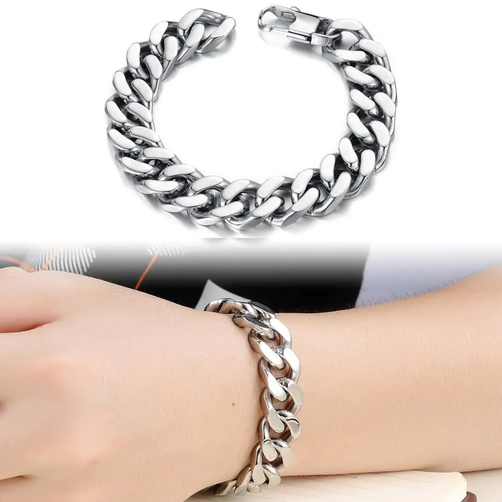 Браслет цепочка мужской из нержавеющей стали 316L 10/12/14 мм|bracelets fine jewelry|jewelry display for