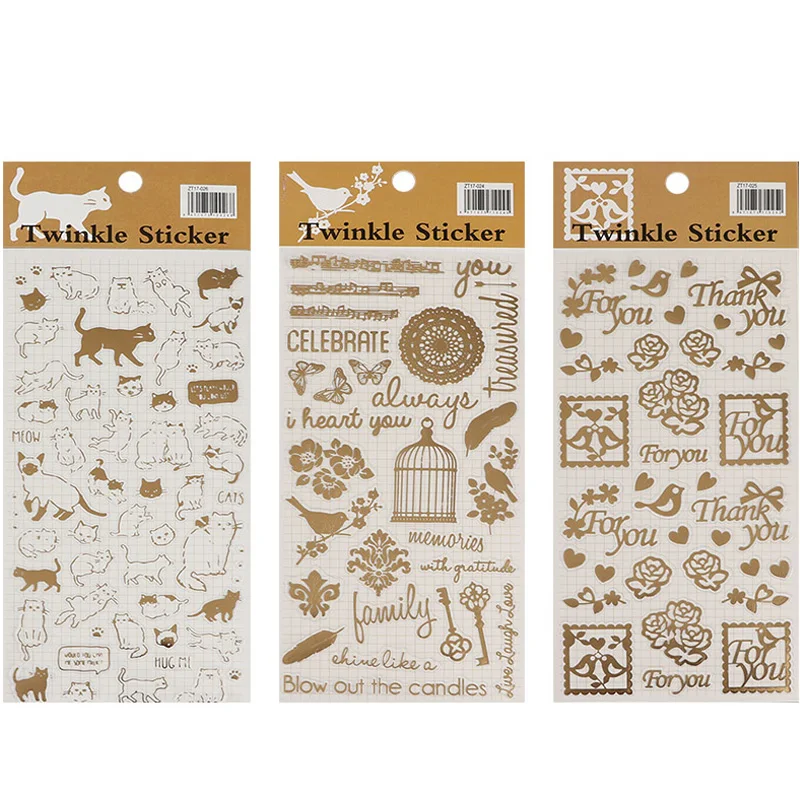 Bronzing stickers transparent ins simple DIYpaper tapes bullet journal decoration scrapbooking supplies party | Дом и сад