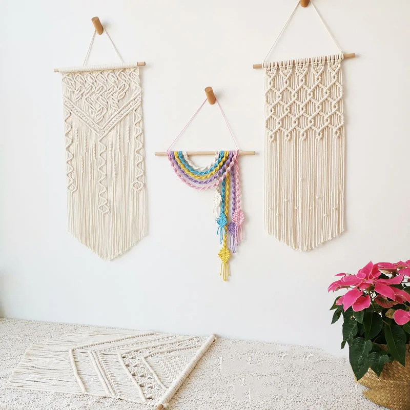 Макраме тканый настенный подвесной гобелен в стиле бохо шикарный богемный