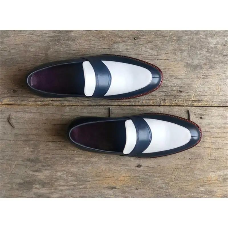 

Men's High Quality PU Black and White Stitching Pointed Toe Low Heel Classic Loafers Fashion Trend Business Casual HL280