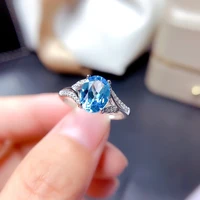 fashion light blue topaz silver ring for party 7mm9mm vvs grade vvs grade topaz ring 925 silver topaz jewelry